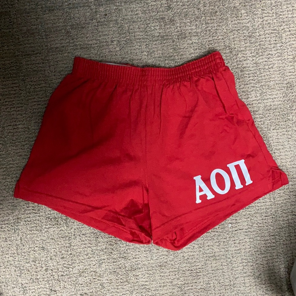 Red Soffe AOII shorts